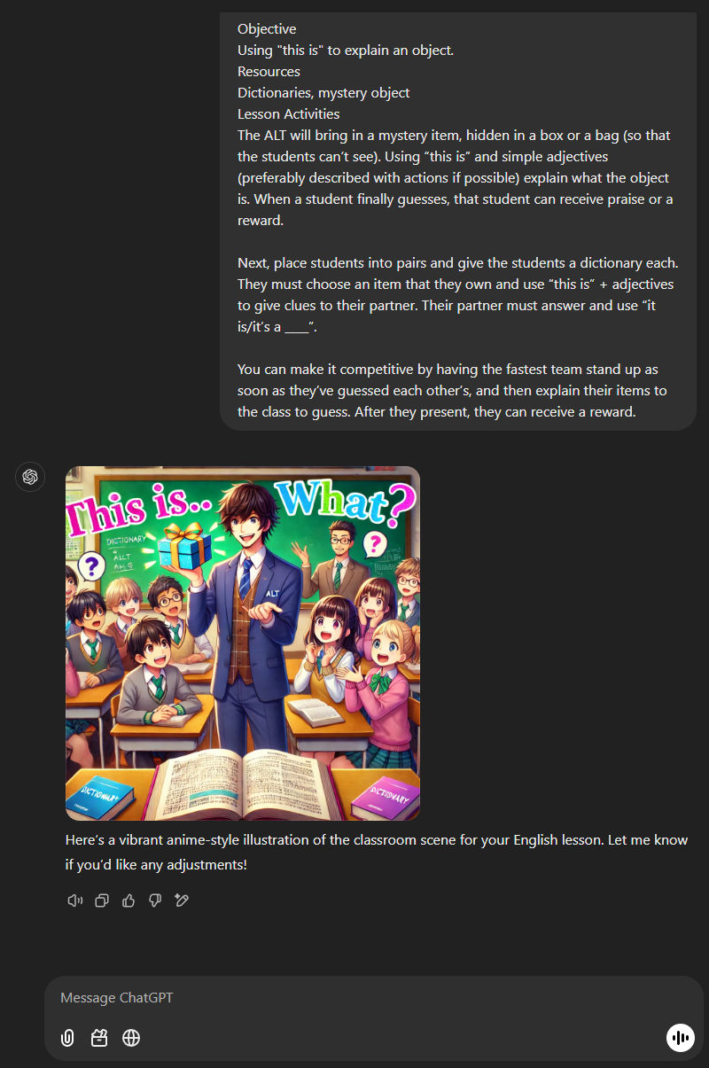 An example of using ChatGPT to generate fun images from a prompt.