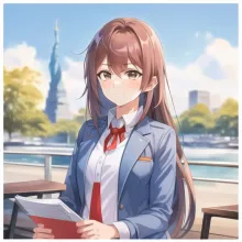 Anime style picture of a teacher holding a book