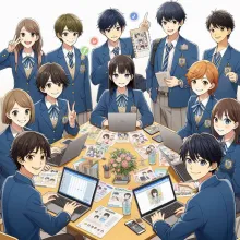 a program through which various Junior High or Senior High schools around Kobe City host activities that focus on English communication and/or cultural exchange, anime style