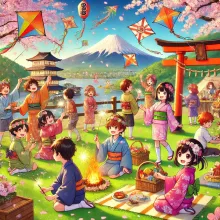Children enjoying Golden Week in Japan