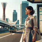 A Japanese schoolteacher waiting for the bus in Kobe