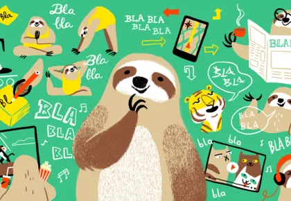 Integrate language learning sloth cartoon