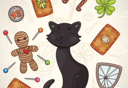 Superstitions cartoon collage