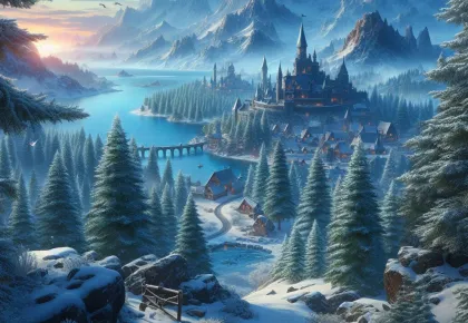 Castle by the sea in a frozen landscape