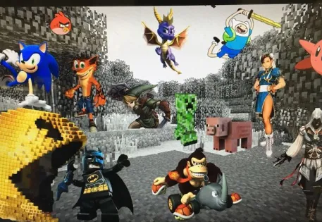 Vid stick sheet - image of many cartoon and game characters together