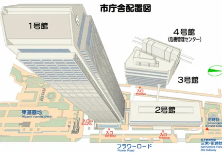 layout overhead view of buildings