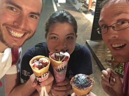 David Maira & Ian eating crepes